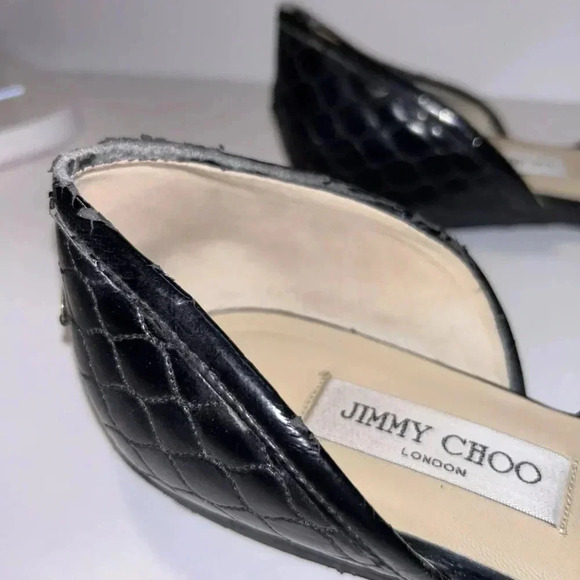 Jimmy Choo Black Leather Flats Size 40 - Picture 9 of 16